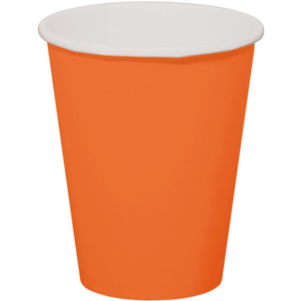 Gobelets orange en carton 350ml 8pcs