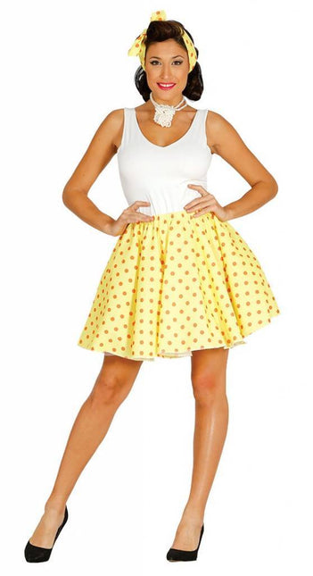 Grease Costume Set Yellow 50's Ladies L