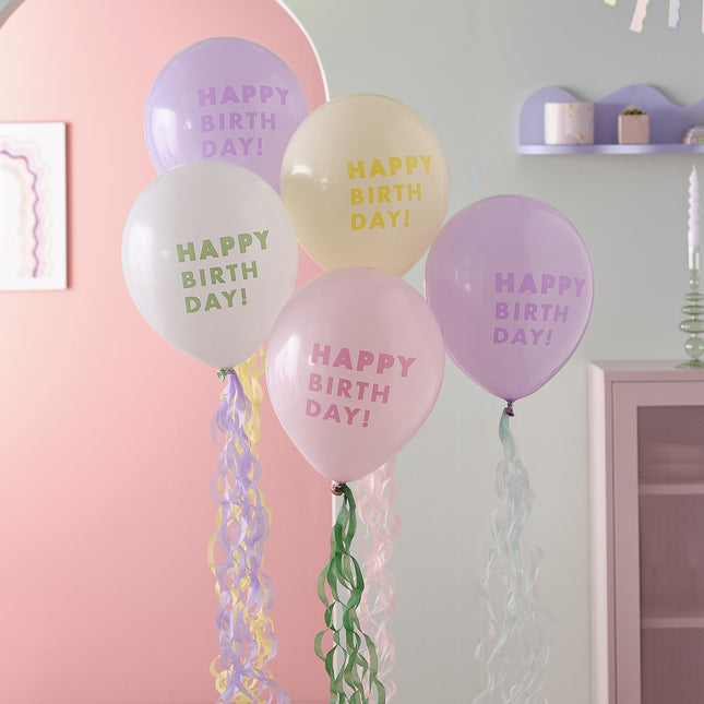 Set de ballons de baudruche colorés pour un joyeux anniversaire