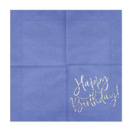 Serviettes de table Happy Birthday Bleu 33cm 20pcs