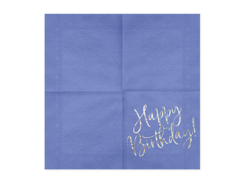 Serviettes de table Happy Birthday Bleu 33cm 20pcs