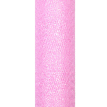 Rouleau de tulle rose clair pailleté 15cm 9m