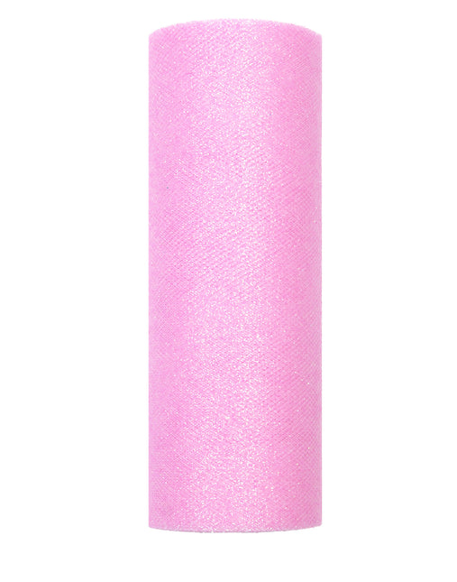 Rouleau de tulle rose clair pailleté 15cm 9m