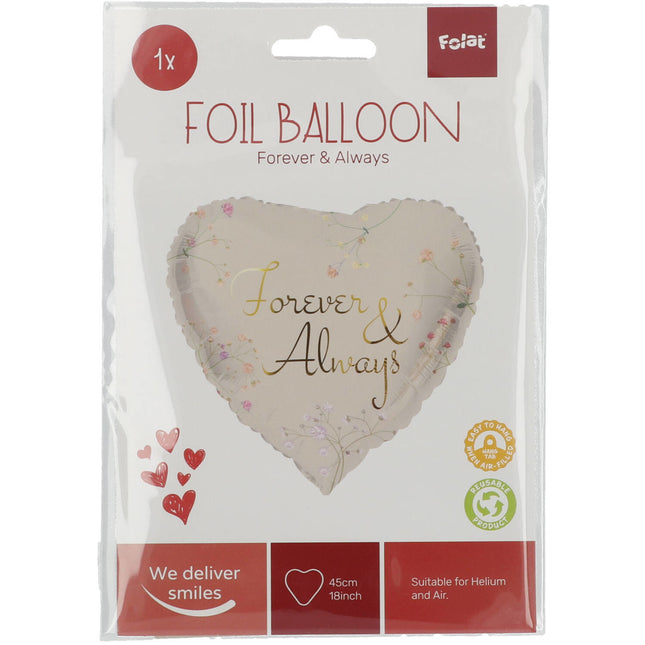 Ballon à l'hélium coeur pour toujours et à jamais vide 45cm