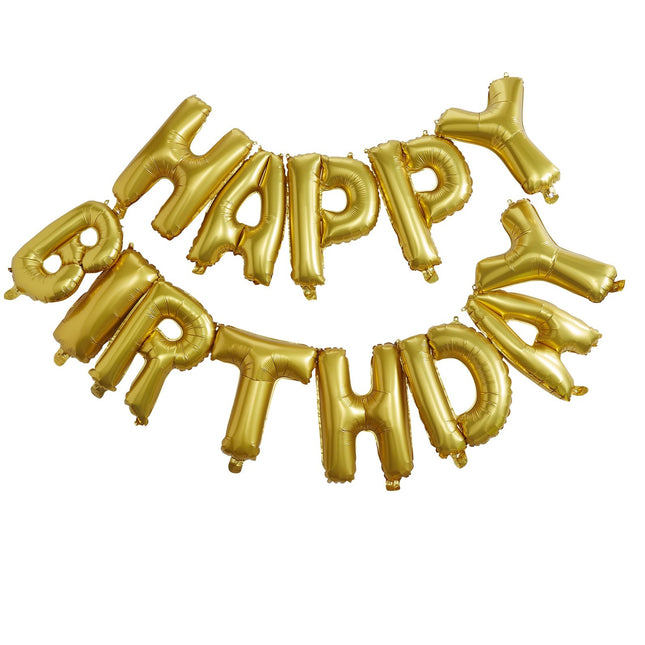 Set de ballons Golden Happy Birthday 35cm