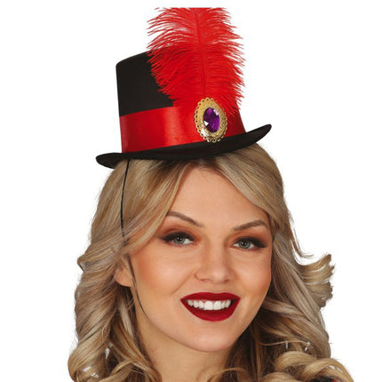 Mini chapeau plume rouge