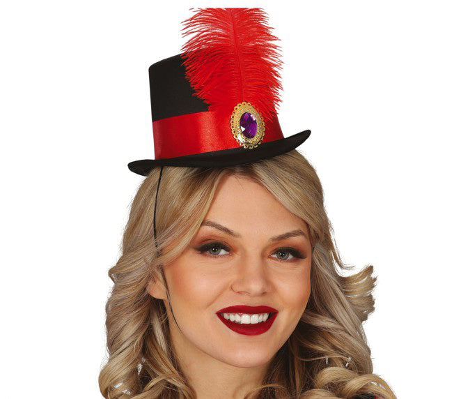 Mini chapeau plume rouge