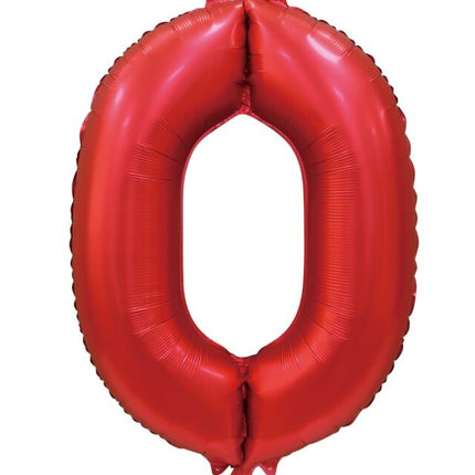 Ballon numéro rouge 0 an brillant 86cm