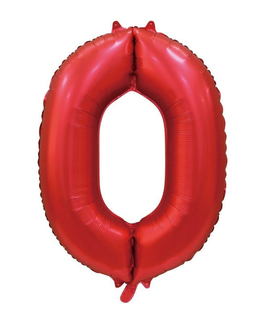 Ballon numéro rouge 0 an brillant 86cm