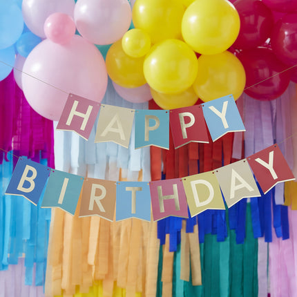 Guirlande de lettres colorées Happy Birthday 1.7m