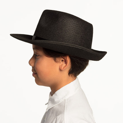 Chapeau noir enfant gangster