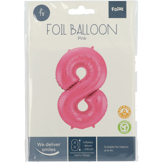 Ballon de baudruche Figure 8 Rose mat XL 86cm vide