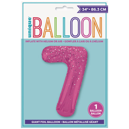 7 Year Figure Balloon Pink Dots 86cm