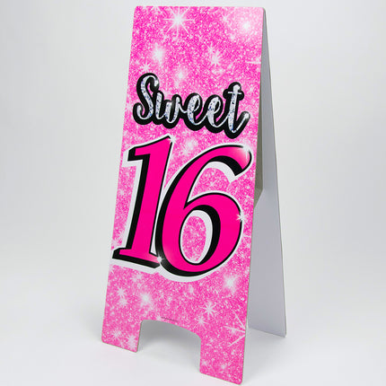 Panneau d'avertissement Sweet 16 rose 62.5cm