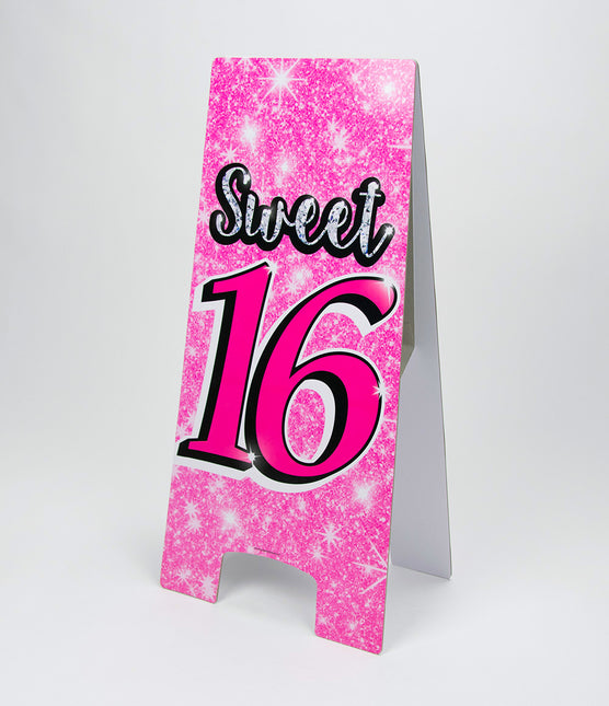 Panneau d'avertissement Sweet 16 rose 62.5cm