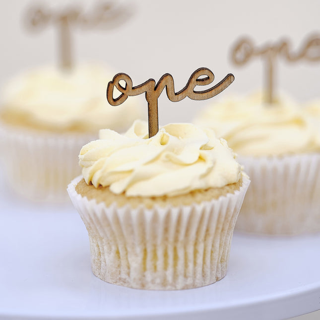 1 Year Cupcake Toppers 6pcs