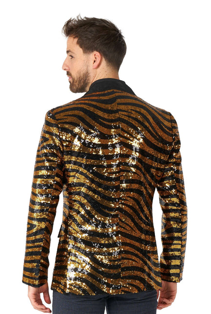 Or Noir Tigre Paillet Blazer Hommes OppoSuits