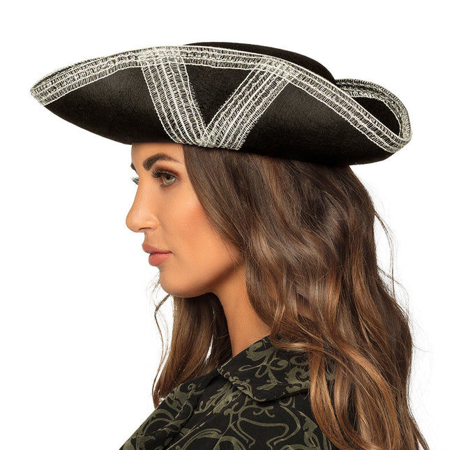 Chapeau de pirate Noir Argent