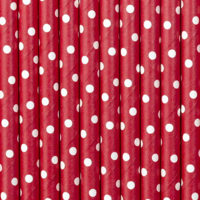 Pailles en papier rouge 19.5cm 10pcs