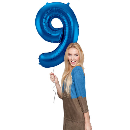 Ballon de baudruche Figure 9 Bleu Métallique XL 86cm Vide