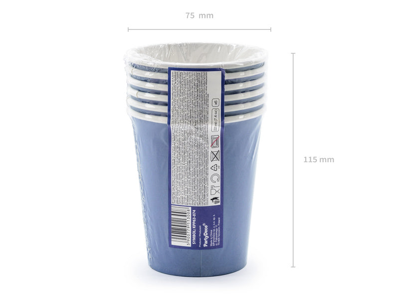 Tasses Happy Birthday Bleu 220ml 6pcs