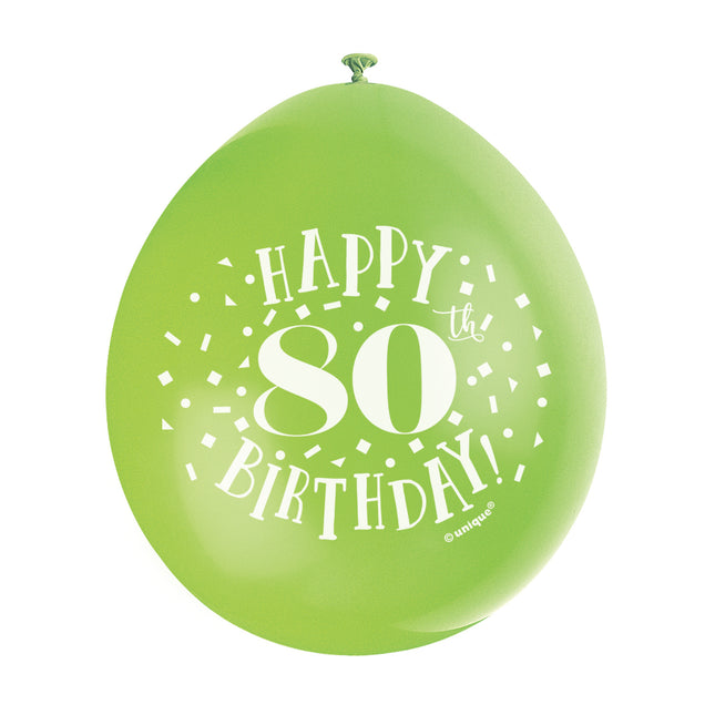 Ballons Happy Birthday 80 Years 28cm 10pcs