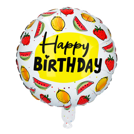 Happy Birthday Helium Balloon Fruit Double-Sided 45cm