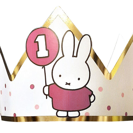 Couronne Miffy 1 an rose 9,5cm