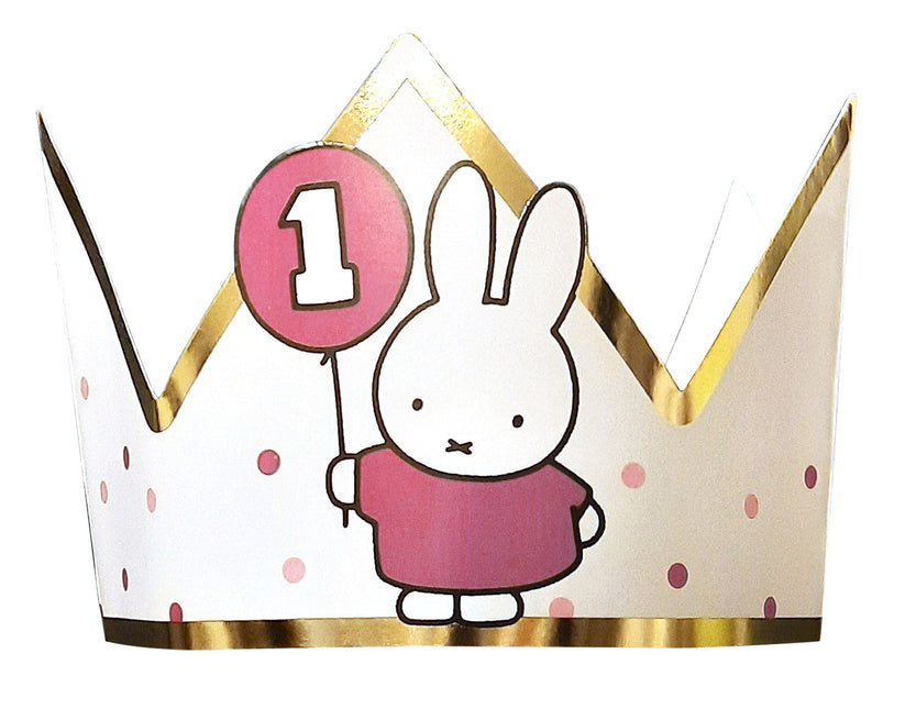 Couronne Miffy 1 an rose 9,5cm