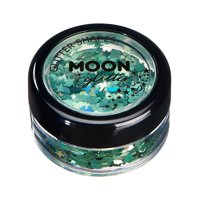 Moon Glitter Paillettes holographiques Formes vertes 3g