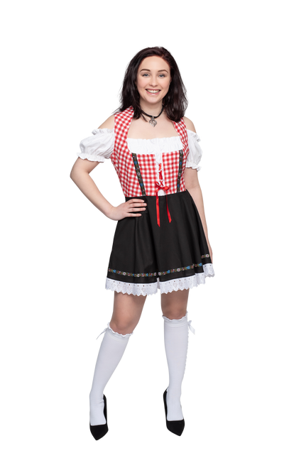 Robe Dirndl Oktoberfest Rouge Blanc Noir Dames