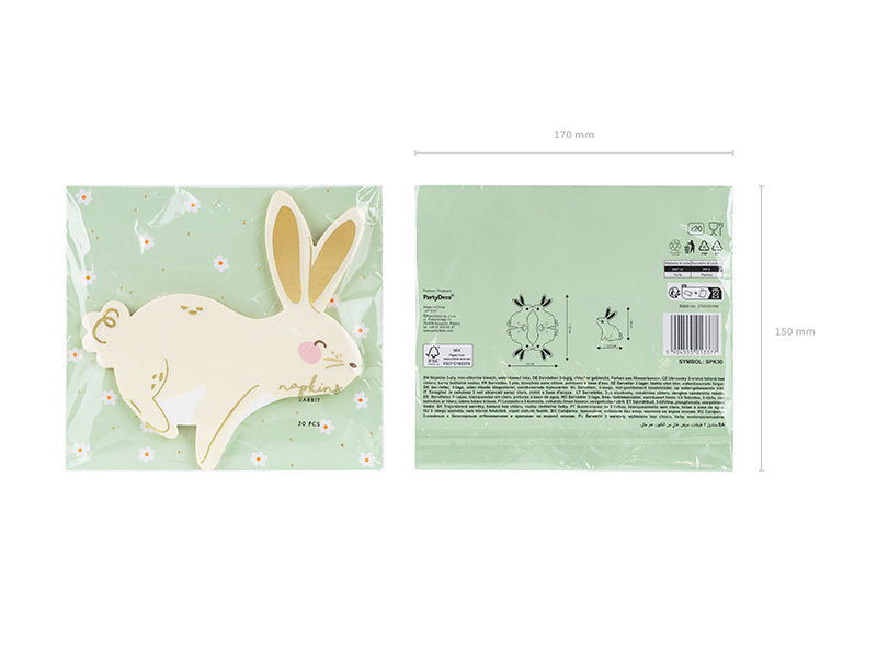 Serviettes de table Lapin 32cm 20pcs