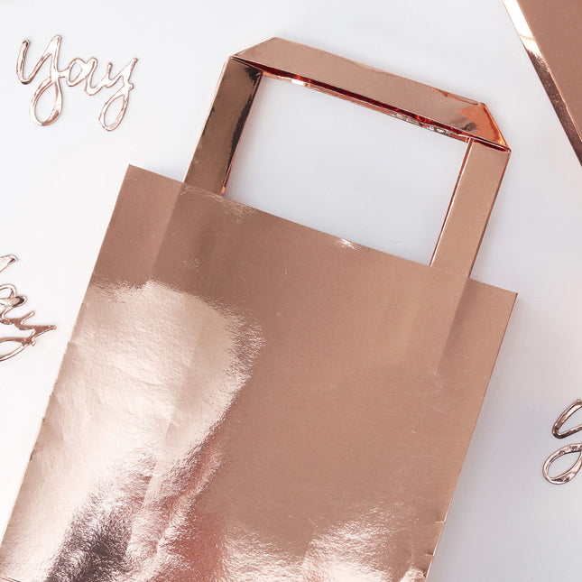 Rose Gold Party Bags Paper 26cm 3pcs