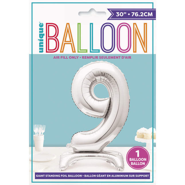 Ballon de baudruche Figure 9 Silver Standard 76cm