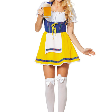 Robe Dirndl Oktoberfest Jaune Bleu