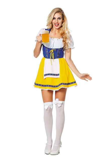 Robe Dirndl Oktoberfest Jaune Bleu