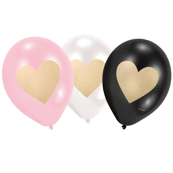 Ballon coeur doré 23cm 6pcs