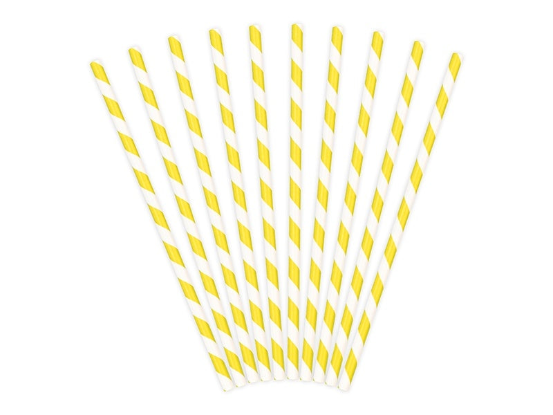 Pailles en papier jaune 19.5cm 10pcs