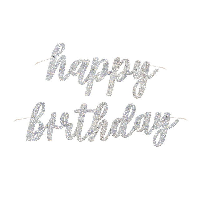 Guirlande de lettres d'anniversaire Happy Birthday Silver 83.8cm