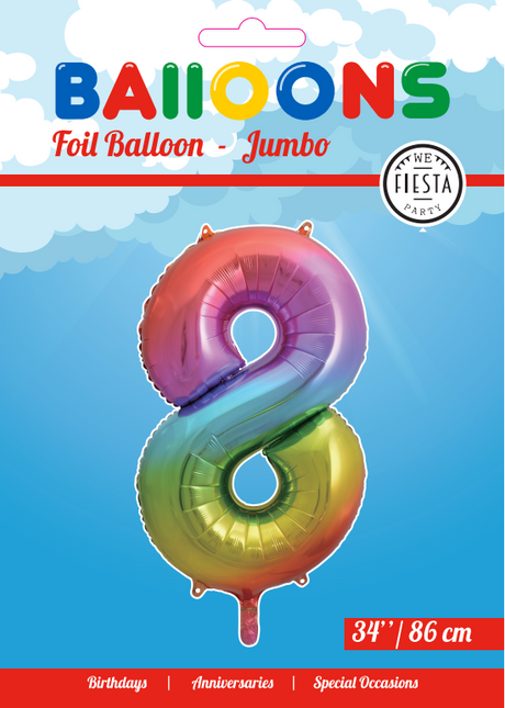 Ballon de baudruche Figure 8 Arc-en-ciel XL 86cm vide