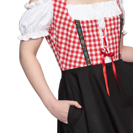 Robe Dirndl Oktoberfest Rouge Blanc Noir Dames