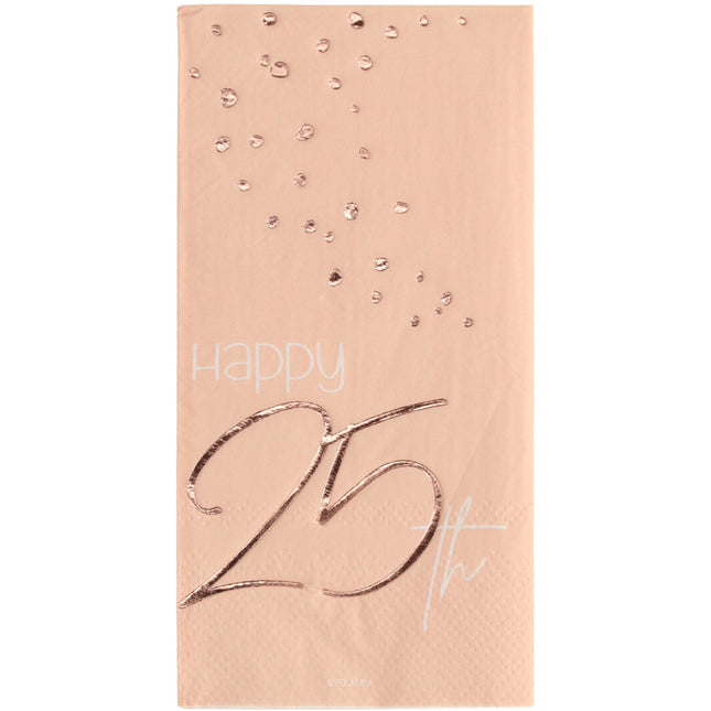 Serviettes de table 25 ans or rose 33cm 10pcs