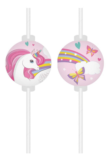 Pailles Licorne Arc-en-ciel 4pcs