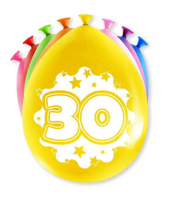 Ballons 30 Years Hurrah 30cm 8pcs