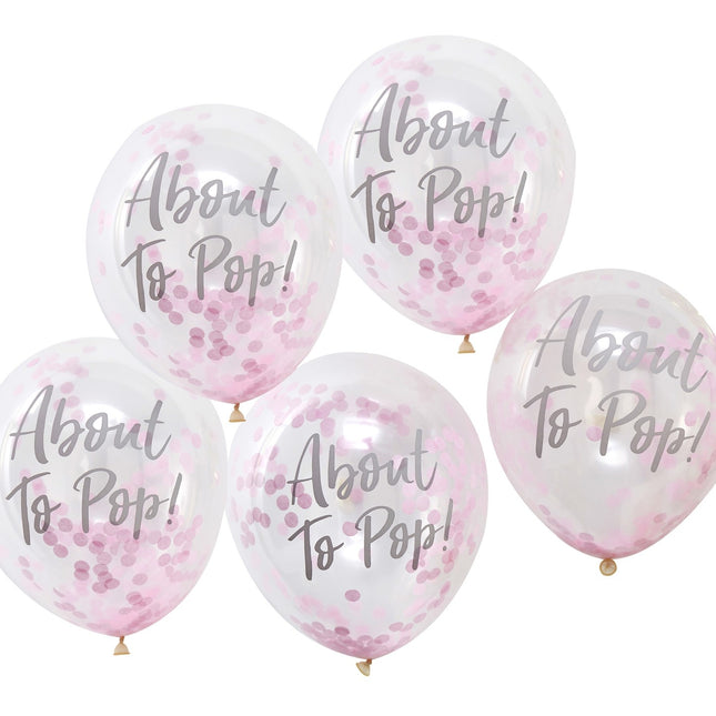 Ballons confettis roses sur le point d'éclater 30cm 5pcs