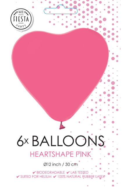 Ballons en forme de coeur rose 30cm 6pcs