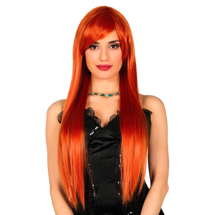 Perruque orange cheveux longs