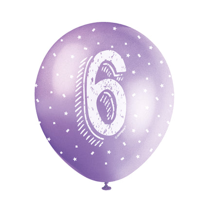 Ballons 6 ans Confetti 30cm 5pcs