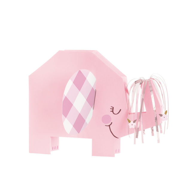 Décoration de table bébé éléphant rose 23cm