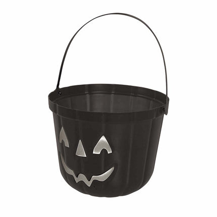 Seau à bonbons noir d'Halloween Citrouille 20cm